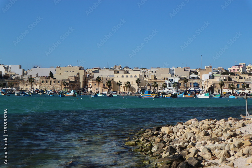 Marsaxlokk bay, Malta with luzzu boats