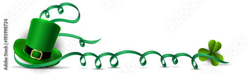 Happy Saint Patrick's Day background, greeting card with ribbon.
