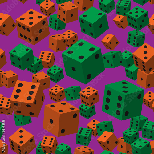 Orange and Green Dice Seamless Pattern