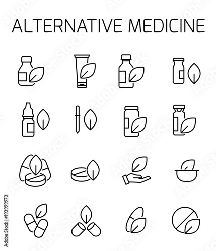 Alternative medicine related vector icon set.