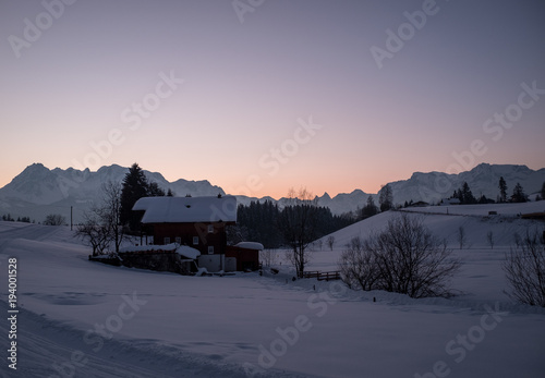 Werfenweng, Austria in winter after Sunset