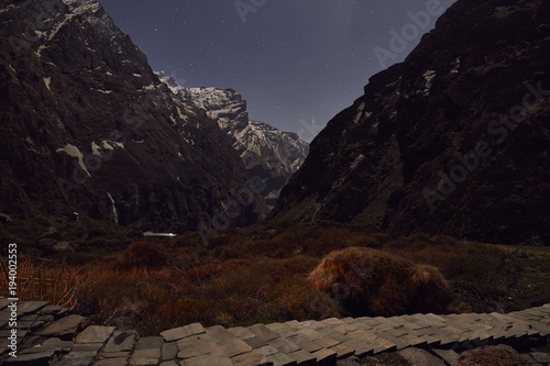 Himalaya Trek at night, Annapurna Base Camp, ABC