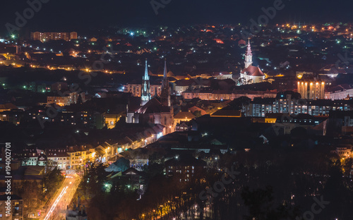 Night landscape of the city. Vrsac, Serbia.