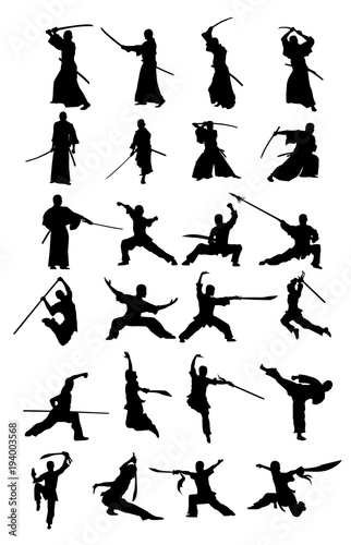 Samurai And Wushu Silhouettes