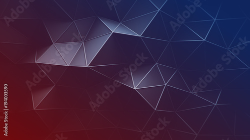 Red and blue triangular polygons 3D rendering