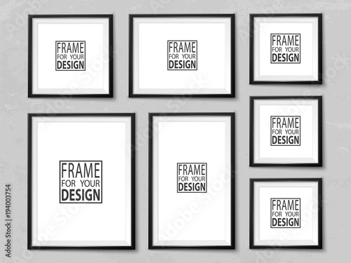 Frames wall gallery grunge light grey vector mock up