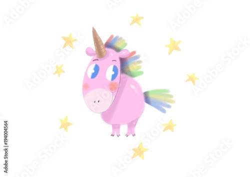 Isolated cute watercolor unicorn clipart. Nursery unicorns illustration. Princess unicorns poster.