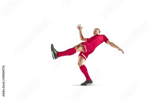 Professional football soccer player isolated on white background © master1305