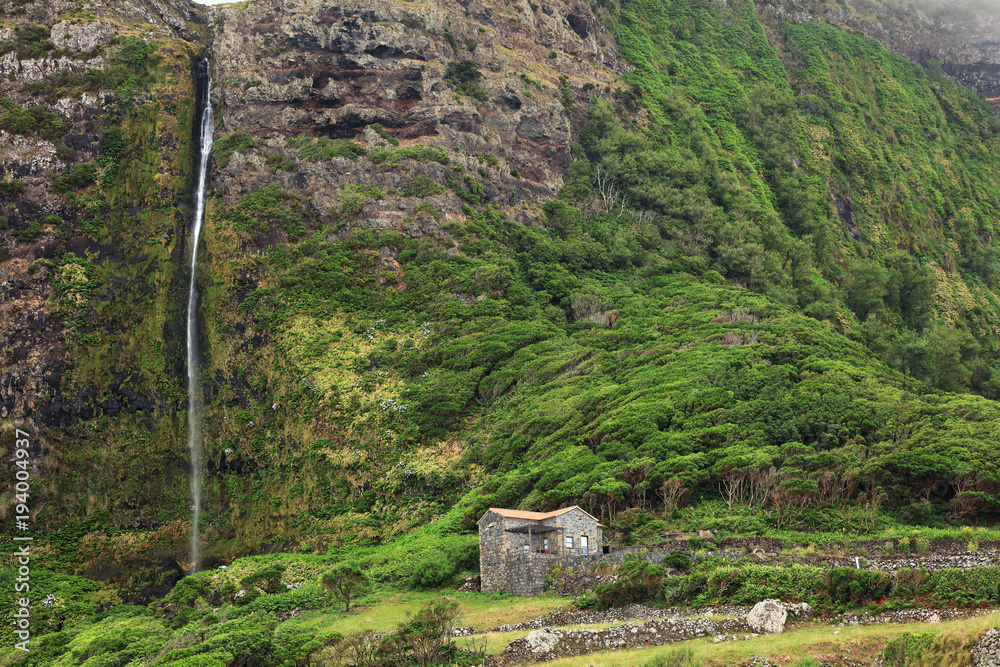 Landscape on Flores Island, Azores, Portugal, Europe Landscape on Flores Island, Azores, Portugal, Europe