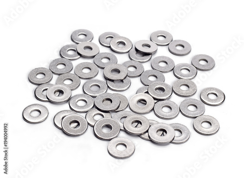flat washers for fasteners, on a white background isolated