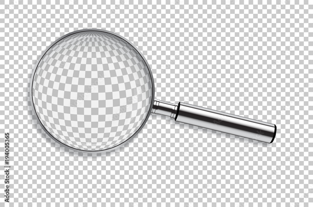 Vector realistic metal magnifier isolated on transparent background. Vector realistic metal magnifier isolated on transparent background.
