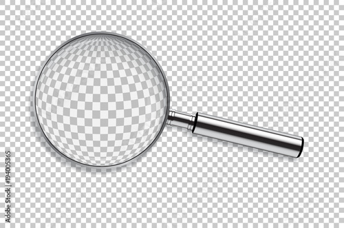 Vector realistic metal magnifier isolated on transparent background.