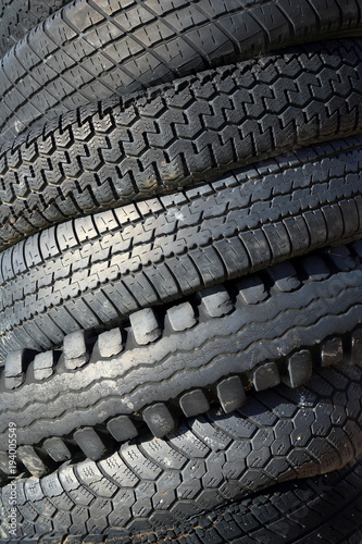 Row of used car tires