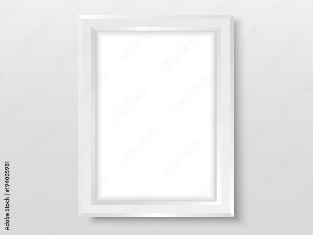 Picture frame on wall simple mock up vector white Picture frame on wall simple mock up vector white