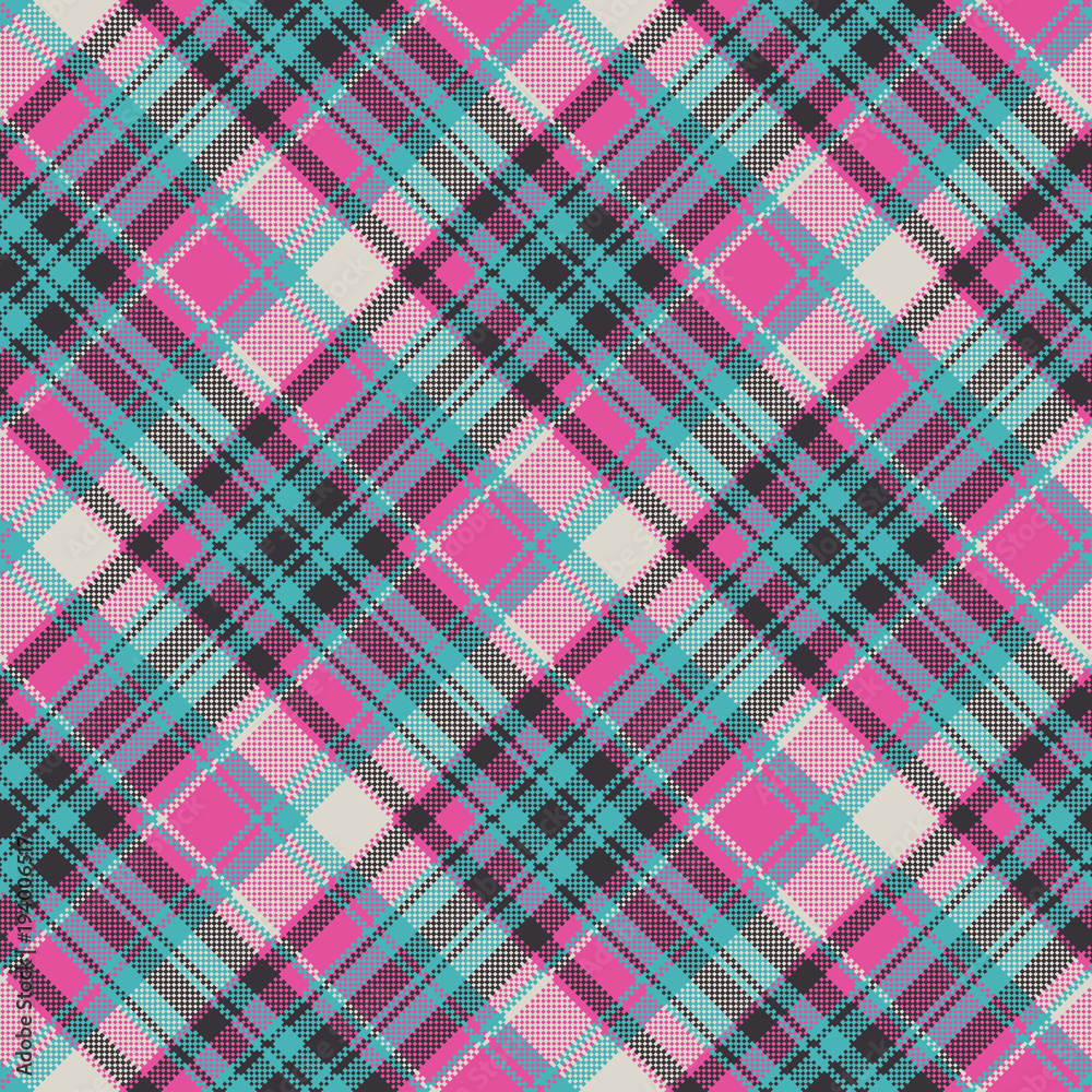 Blue pink check plaid fabric texture seamless pattern Blue pink check plaid fabric texture seamless pattern