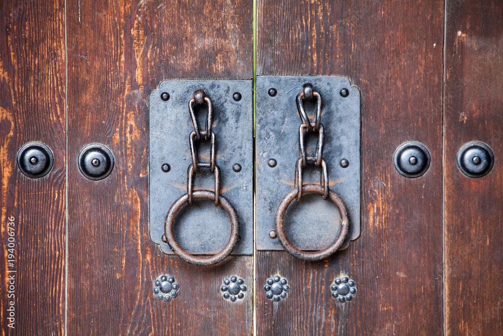 Fototapeta premium Korean traditional gate door in Andong Hahoe village. UNESCO Heritage 