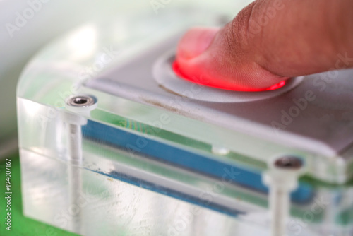 Finger touches on the fingerprint scanner