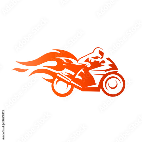 Motorcycle Racing Fire Logo Vector