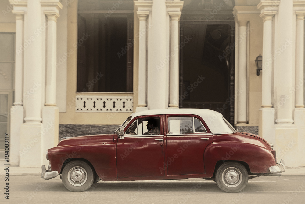 Old classic car parked on a street in old Havana Old classic car parked on a street in old Havana