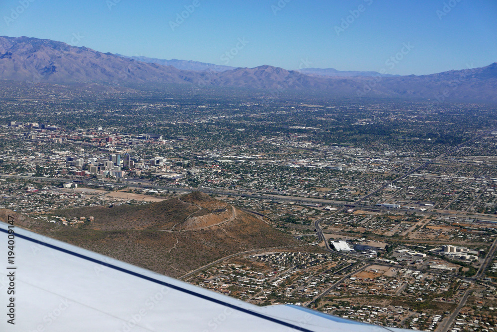 Anflug auf Tucson, Arizona, USA