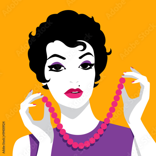 Woman holding beads