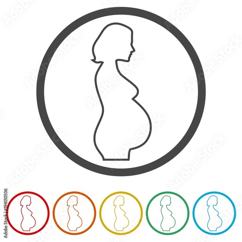 Silhouette pregnant woman - Illustration, 6 Colors Included