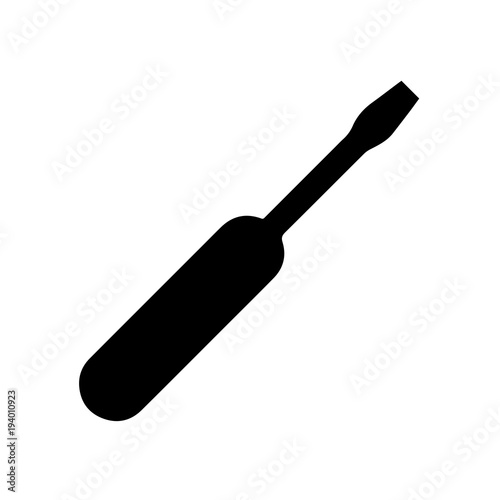 Simple, screwdriver black silhouette. Isolated on white