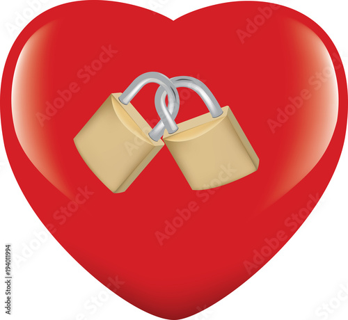 cuore rosso con due lucchetti uniti