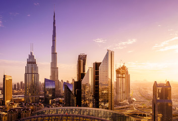 Crédence de cuisine Burj Khalifa Horizon des gratte-ciels de Dubaï  © Alexey Stiop