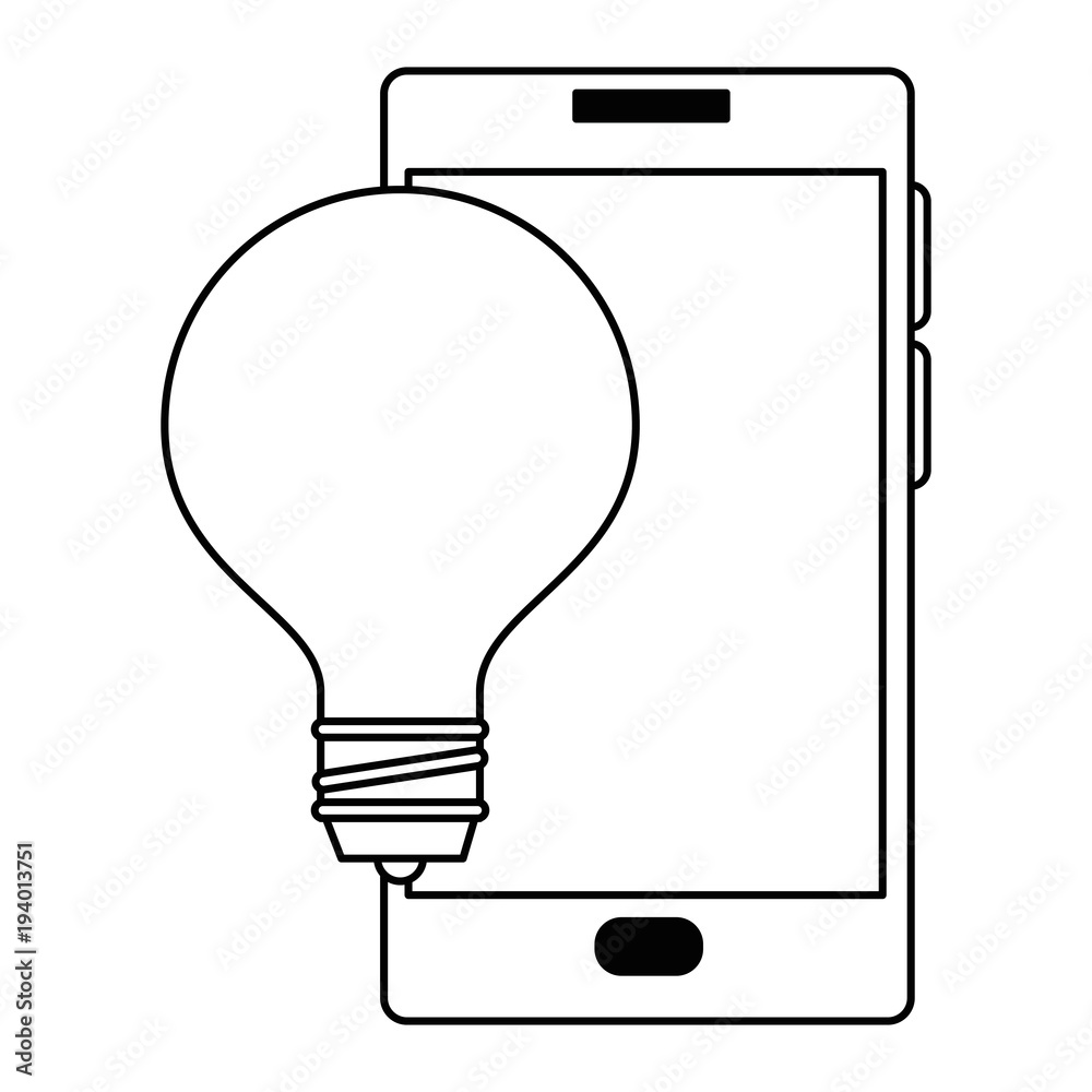 smartphone device with bulb vector illustration design smartphone device with bulb vector illustration design