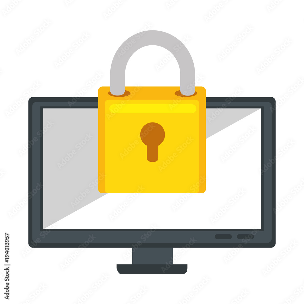 computer display with padlock vector illustration design computer display with padlock vector illustration design