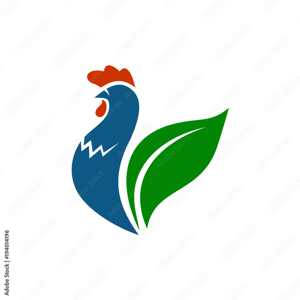 Chicken with Leaf Body Logo Template Chicken with Leaf Body Logo Template