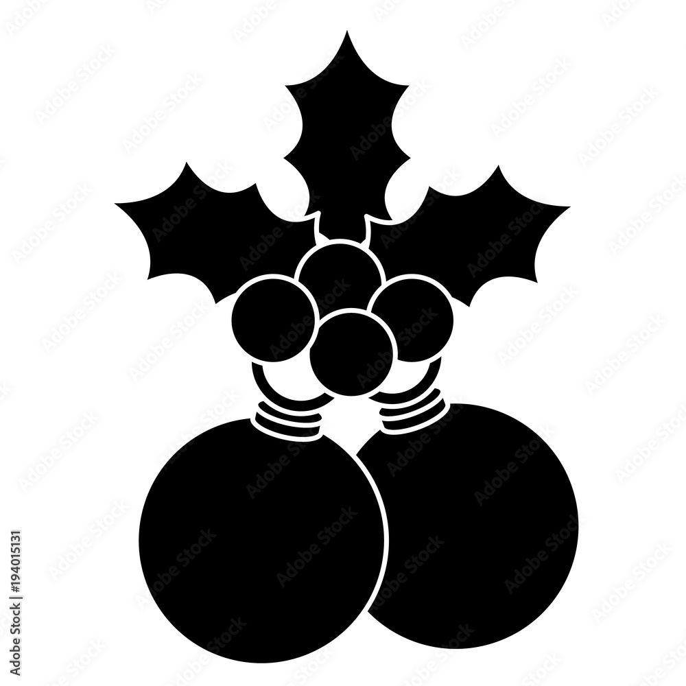 christmas ball with leafs decorative icon vector illustration design christmas ball with leafs decorative icon vector illustration design