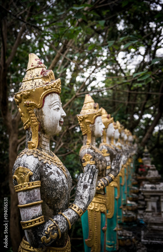 Statues on the Buddhist cemetery. North of Thailand. Chiang Mai