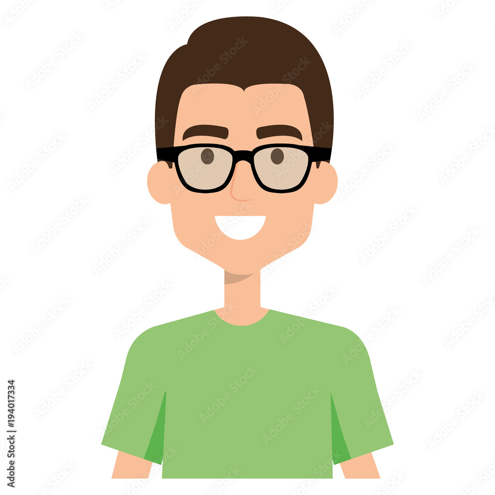young man model with glasses avatar character vector illustration design