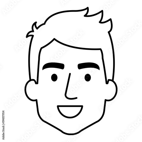 young man head avatar character vector illustration design