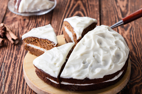 Butternut squash cake with  cream cheese frosting photo