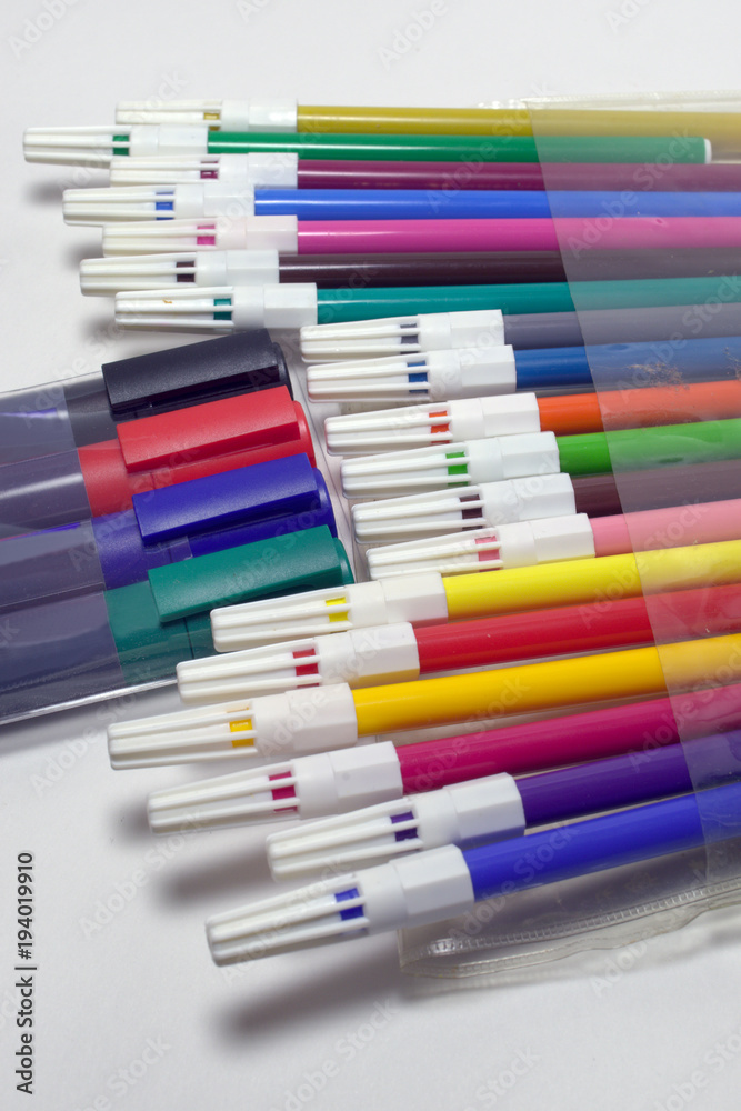 colorful set of felt pens and permanent markers