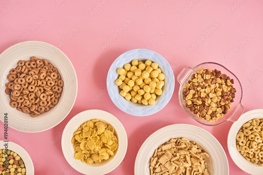 Cereals on pink background Cereals on pink background