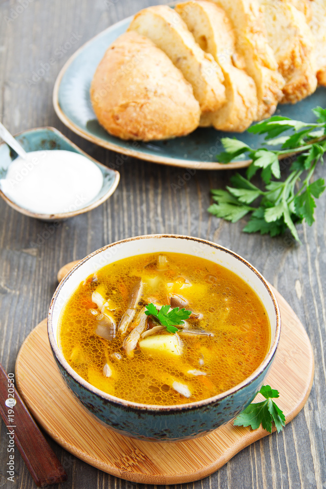 Mushroom soup with oyster mushrooms. Mushroom soup with oyster mushrooms.