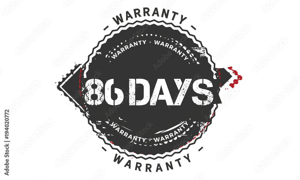 86 days warranty icon vintage rubber stamp guarantee