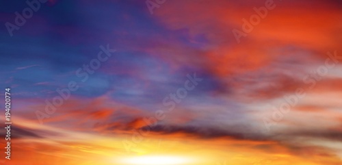 Dramatic nature background . Sunset or sunrise with clouds, light rays and other atmospheric effect . Light from sky . Religion background . 
