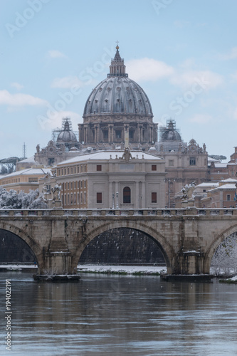 Snow in Rome 26 February 2018 - saint Peter Vatican City , Italy 