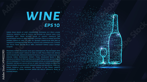 Wine of the particles. The wine consists of small circles and dots. Vector illustration