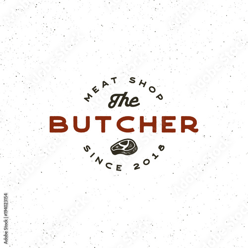 vintage butchery logo. retro styled meat shop emblem. vector illustration