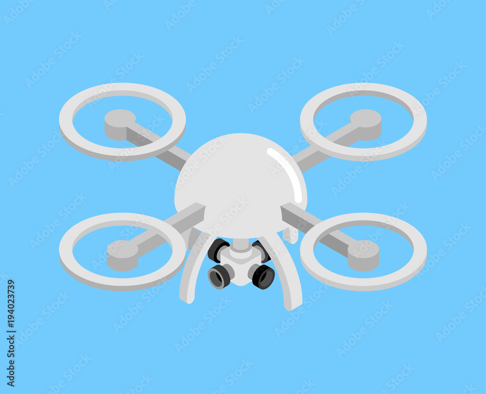 Quadrocopter with camera isometry isolated. unmanned aerial vehicle
