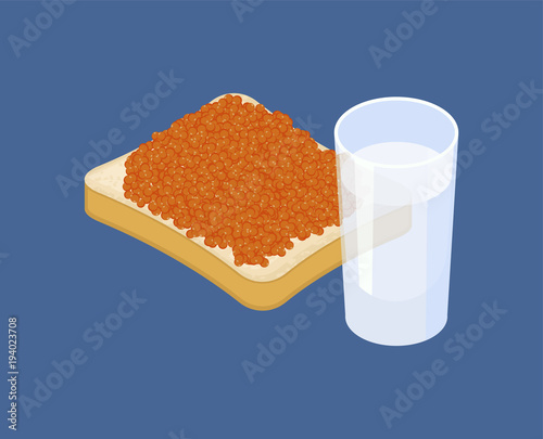 Red caviar and glass of vodka. Russian national food.