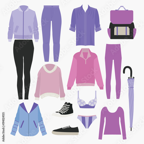 Lady fashion set of spring season outfit Illustration