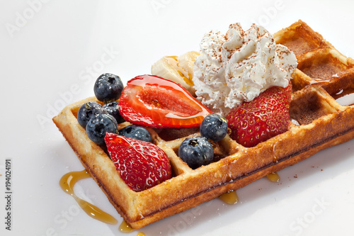 Belgian waffles with ice cream