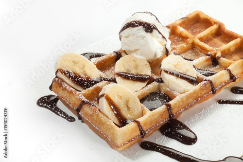 Belgian waffles with ice cream